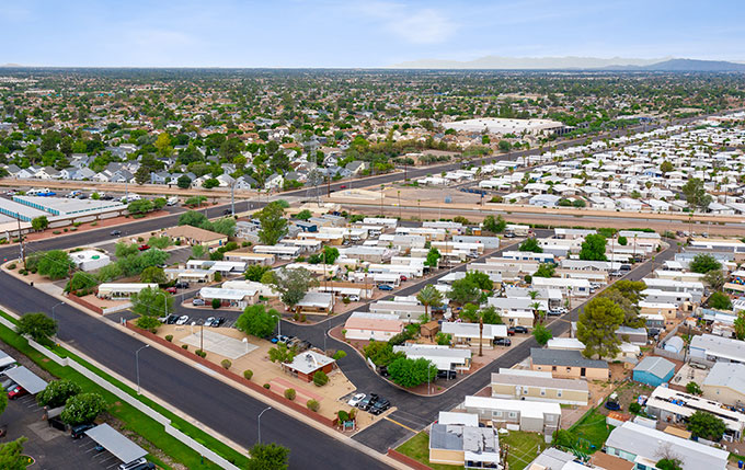 Aerial view of Royal Palms Village Mobile Home Community