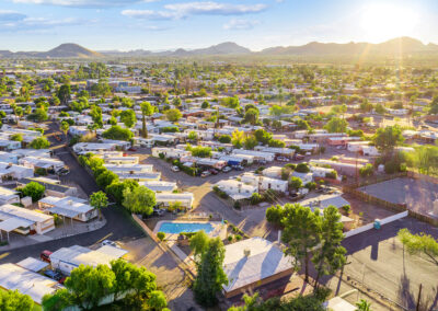 Bird's eye view of the Five Star Mobile Home Park in Tucson AZ